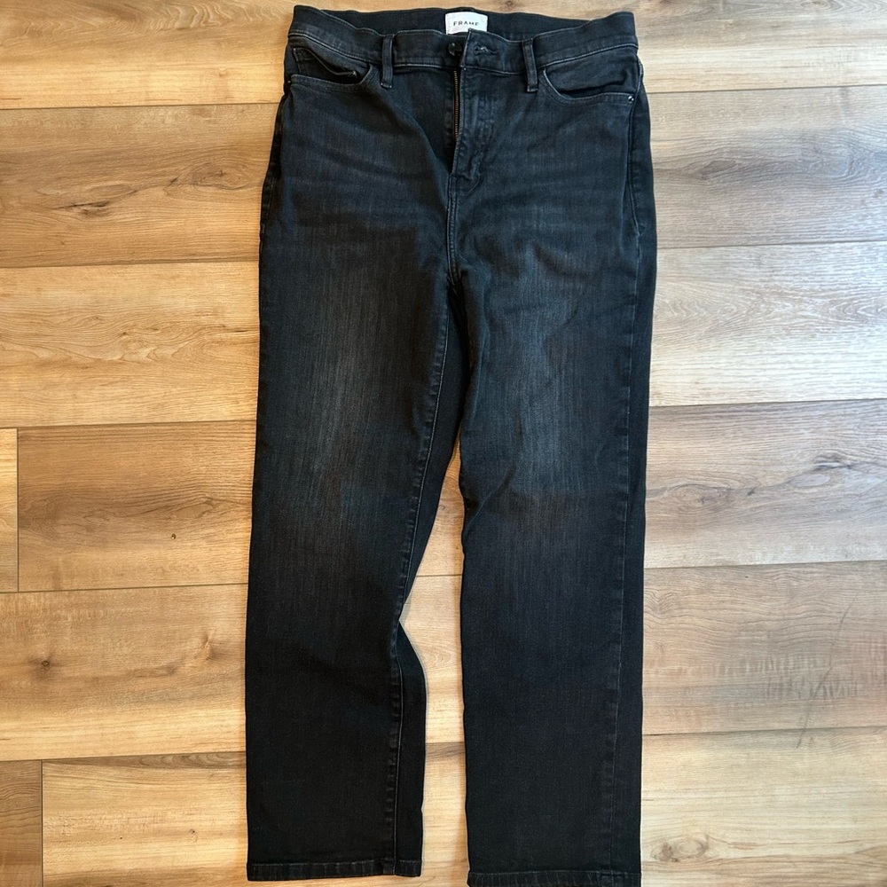 Frame straight leg black jeans